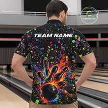 Load image into Gallery viewer, Custom Colorful Splatter Music Flame Bowling Men Quarter-Zip Shirt, Music Bowling Jerseys IPHW11002