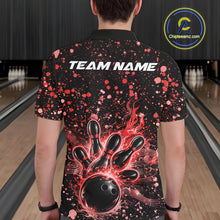 Load image into Gallery viewer, Custom Red Splatter Music Flame Bowling Men Polo Shirt, Music Bowling Jerseys IPHW11003