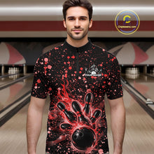 Load image into Gallery viewer, Custom Red Splatter Music Flame Bowling Men Quarter-Zip Shirt, Music Bowling Jerseys IPHW11003