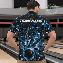 Load image into Gallery viewer, Custom Blue Splatter Music Flame Bowling Men Quarter-Zip Shirt, Music Bowling Jerseys IPHW11004