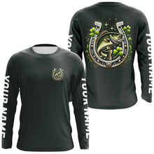 Load image into Gallery viewer, Custom St Patrick's Day Shamprock Largemouth Bass Long Sleeve Tournament Fishing Shirts IPHW8390