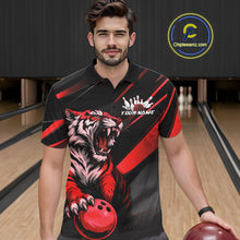 Load image into Gallery viewer, Custom Black And Red Tiger Bowling Team Men Shirt, Bowling League Shirt Bowler Uniform IPHW10775