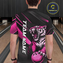 Load image into Gallery viewer, Custom Black And Pink Tiger Bowling Team Men Shirt, Bowling League Shirt Bowler Uniform IPHW10777