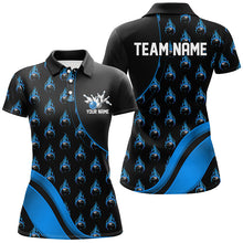 Load image into Gallery viewer, Custom Blue Flame Bowling Shirts For Women, Personalized Team Bowling Shirts IPHW6959
