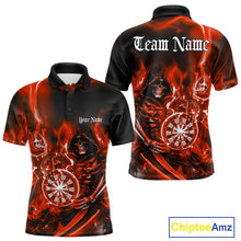Load image into Gallery viewer, Custom Black And Red Flame Grim Reaper Dart Team Men Polo Shirts, Halloween Dart Otufit IPHW10027