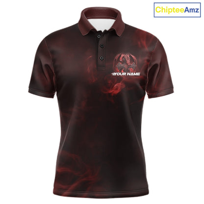Custom Red Flame Celtic Cross Dragon Bowling Team Shirts, Faith Bowling Tournament Shirts IPHW10508
