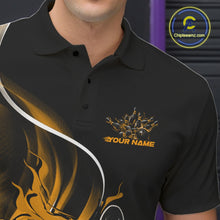 Load image into Gallery viewer, Custom Yellow Flame Bowling Men Jerseys, Bowling Team League Shirt Bowlers Jerseys IPHW11299