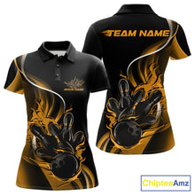 Load image into Gallery viewer, Custom Yellow Flame Bowling Women Jerseys, Bowling Team League Shirt Bowlers Jerseys IPHW11299
