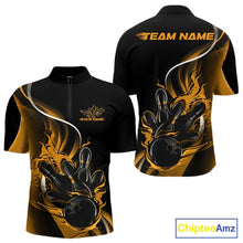 Load image into Gallery viewer, Custom Yellow Flame Bowling Men Jerseys, Bowling Team League Shirt Bowlers Jerseys IPHW11299