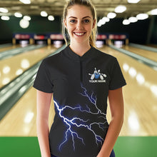 Load image into Gallery viewer, Blue Thunder Lightning Bowling Wings Custom Bowling Team Quarter-Zip Shirts For Women IPHW8393