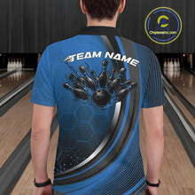 Load image into Gallery viewer, Custom Blue Flame Bowling Jerseys, Bowling Team Men Polo Shirt Bowlers Outfit IPHW11317