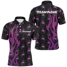 Load image into Gallery viewer, Custom Purple Flame Bowling Shirts For Men, Bowling League Shirts With Team Name IPHW6969