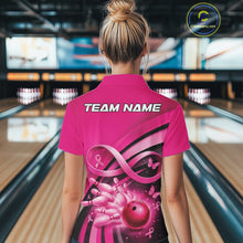 Load image into Gallery viewer, Custom Hope Pink Ribbon Butterfly Bowling Shirt For Women, Breast Cancer Bowling Shirt IPHW11328