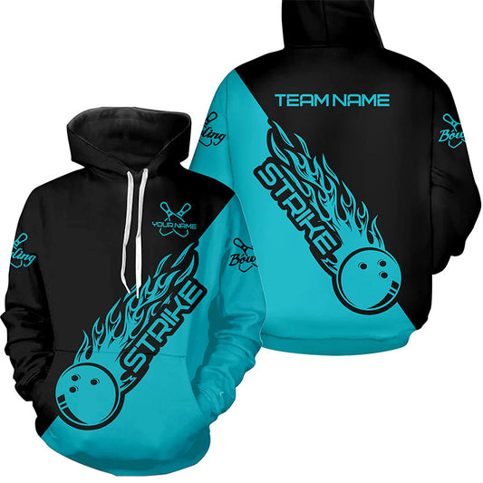 Custom Bowling Hoodie Shirts For Men And Women, Bowling Team Shirts Bowling Strike | Ball Blue IPHW4289