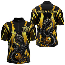 Load image into Gallery viewer, Custom Yellow Dragon Bowling Jerseys, Dragon Bowling Men Quarter-Zip Shirts Bowling League Shirt IPHW8927