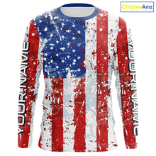 Load image into Gallery viewer, American Flag Custom Long Sleeve Uv Protection Fishing Shirts, Patriotic Fishing Jersey IPHW6851