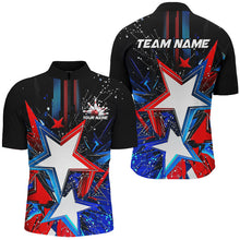 Load image into Gallery viewer, Red White And Blue Stars Custom US Bowling Shirts For Men, Patriotic Bowling Team Shirts IPHW7553