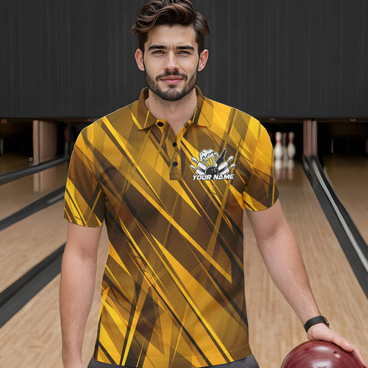 Custom Funny Beer Bowling Men Polo Shirts For Bowlers, Humorous Beer And Bowling Jerseys IPHW8932