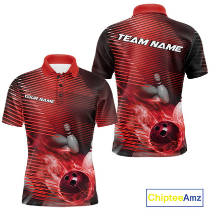 Custom Multi-Color Flame Bowling Tournament Shirts For Men, Women And Kid, Fire Bowling Jerseys IPHW9379