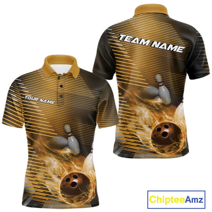 Custom Multi-Color Flame Bowling Tournament Shirts For Men, Women And Kid, Fire Bowling Jerseys IPHW9379