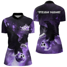 Load image into Gallery viewer, Custom Purple Flame Eagle Womens Bowling Quarter-Zip Shirts, Bowling Team Shirt With Name IPHW8448