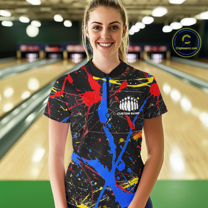 Personalized Colorful Bowling Shirts For Women, Custom Name Bowling Team Jerseys IPHW6181