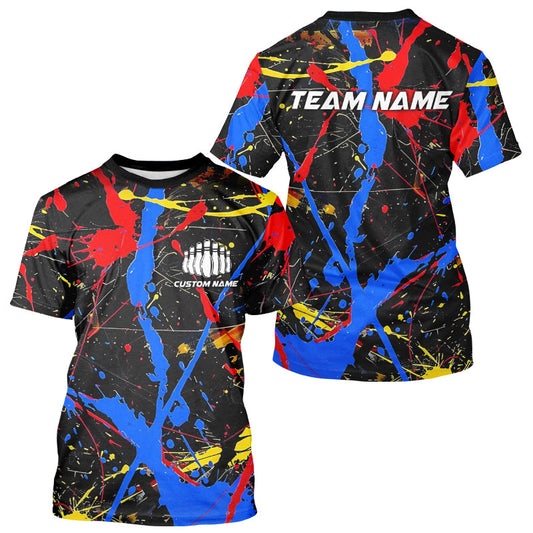 Personalized Colorful Bowling T-Shirts For Men, Custom Name Bowling Team Jerseys IPHW6181