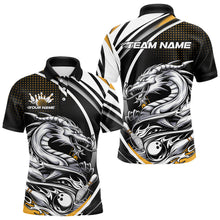 Load image into Gallery viewer, Custom Black And Yellow Dragon Bowling Team Polo Shirts For Men, Dragon Bowling Jerseys IPHW8707