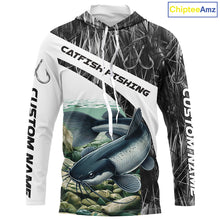 Load image into Gallery viewer, Gray Camo Custom Catfish Fishing Long Sleeve Fishing Shirts, Catfish Fishing Jerseys IPHW7016