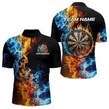 Load image into Gallery viewer, Custom Blue And Orange Flame Dart Quarter-Zip Shirts For Men, Fire Dart Jerseys Dart Team Shirt IPHW8492