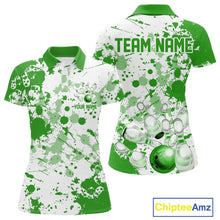 Load image into Gallery viewer, Custom Green Splatter Bowling Team League Shirts For Women, Bowling Jerseys Bowler Outfit IPHW10594