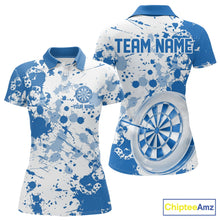 Load image into Gallery viewer, Custom Blue Splatter Dartboard Darts Team Shirt For Women, Dart League Jerseys For Players IPHW10597