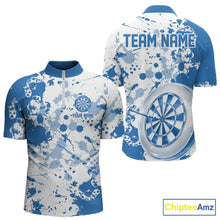 Load image into Gallery viewer, Custom Blue Splatter Dartboard Darts Team Shirt For Men, Dart League Jerseys For Players IPHW10597