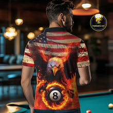 Load image into Gallery viewer, Custom Patriotic Eagle We The People Flame Billiard Shirt For Men, US Flag 8-Ball Shirt IPHW10601