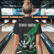 Load image into Gallery viewer, Custom Black And Green Cobra Snake Bowling Team Jerseys, Women Bowling Quarter-Zip Shirt IPHW11088
