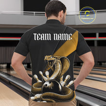 Load image into Gallery viewer, Custom Black And Yellow Cobra Snake Bowling Team Jerseys, Men Bowling Quarter-Zip Shirts IPHW11090