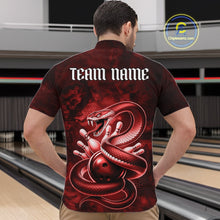 Load image into Gallery viewer, Custom Red Snake Bowling Men Quarter-Zip Shirt, Bowling Team Tournament Jerseys IPHW11095