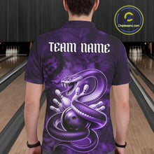 Load image into Gallery viewer, Custom Purple Snake Bowling Men Polo Shirt, Bowling Team Tournament Jerseys IPHW11096