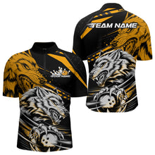 Load image into Gallery viewer, Custom Black And Yellow Wolf Bowling Men Quarter-Zip Shirts, Wolf Bowling League Shirt Team Uniform IPHW8716