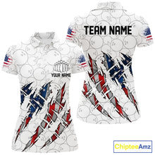Load image into Gallery viewer, Custom American Flag Patriotic Bowling Shirts For Women, Personalized Bowling Team Shirts IPHW7044