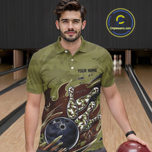 Load image into Gallery viewer, Custom Military Camo Bowling Polo Shirts For Men, Patriotic Veteran Bowling Team Shirt IPHW8038