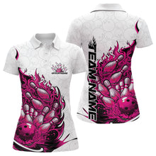 Load image into Gallery viewer, Cusom Pink Flame Bowling Women Polo Team Shirt, Fire Bowling Tournament Jersey IPHW11130