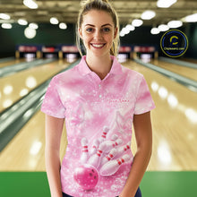 Load image into Gallery viewer, Custom Elegant Pink Butterfly And Diamond Women Bowling Polo Shirt, Ladies Outfit IPHW11141
