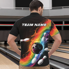 Load image into Gallery viewer, Custom Colorful Rainbow Flame Bowling Team Quarter-Zip Shirts For Men, Bowling Tournament Outfits IPHW8783