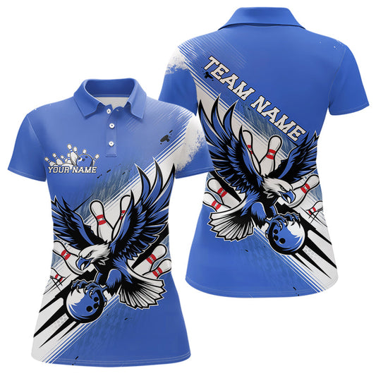 Custom Blue Eagle Bowling Jerseys, Eagle Bowling Women Polo Shirts Team Bowlers Uniform IPHW8789