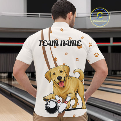 Custom Funny Labrador Retriever Dog Men Bowling Team Shirt, Dog Lovers Bowling Uniform IPHW10208