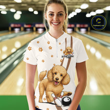 Load image into Gallery viewer, Custom Funny Poodle Dog Women Bowling Team Shirt, Dog Lovers Bowling Uniform IPHW10211