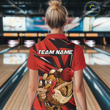 Load image into Gallery viewer, Custom Funny Turkey Bowling Shirts For Women, Red Thanksgiving Bowling Shirt Team Uniform IPHW10675