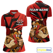 Load image into Gallery viewer, Custom Funny Turkey Bowling Shirts Women, Red Thanksgiving Bowling Shirt Team Uniform IPHW10675