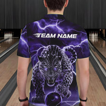 Load image into Gallery viewer, Purple Thunder Lightning Custom Leopard Bowling Polo Shirts For Men, Bowling League Shirt IPHW8319